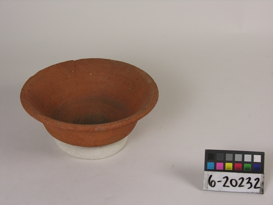 Hearst Museum object titled Bowl, accession number 6-20232, described as Pottery bowl, reddish, flaring; diameter 20 cm height 7 cm.