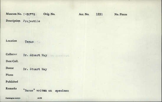 Documentation associated with Hearst Museum object titled Point, accession number 2-30771, no description available.