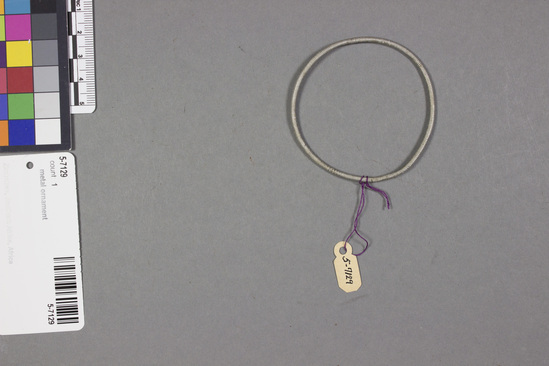 Hearst Museum object titled Bracelet, accession number 5-7129, described as Aluminum bracelet, cms dia.