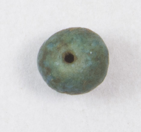 Hearst Museum object titled Bead, accession number 6-13917, described as Blue spherical (ball) bead.