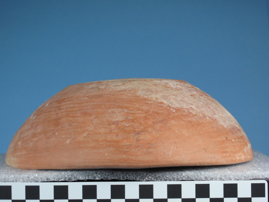 Hearst Museum object 18 of 66 titled Broken bowl, accession number 6-5728, described as Pottery: smooth pinkish bowl, broken burnished lines inside and out.  Diameter 20cm, height 6cm.