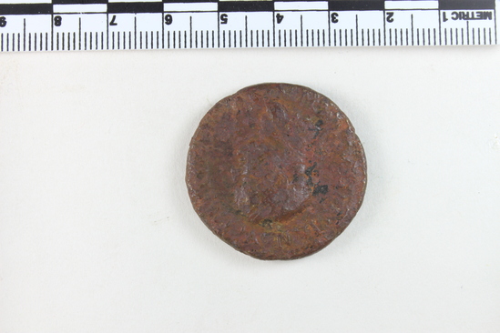 Hearst Museum object 2 of 8 titled Coin: æ sestertius, accession number 8-6040, described as Coin: Sestertius; Æ; Vespasian - 22.33 grams. Obverse: VESPASIAN AVG PM TRP ... head laureate facing right. Reverse: SC in field, figure walking right.