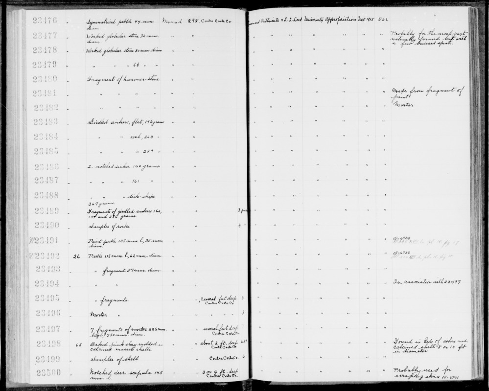 Documentation associated with Hearst Museum object titled Sinkers, accession number 1-23489, described as Fragments of girdled