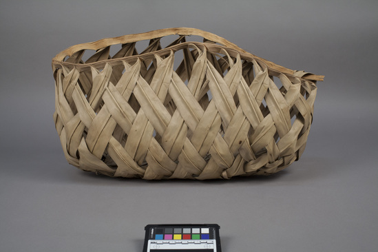 Hearst Museum object titled Basket, accession number 11-1643, described as Palm openwork pack basket.