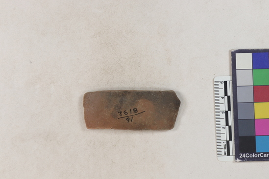 Hearst Museum object 31 of 183 titled Potsherd, accession number 16-8192, described as Potsherd: bodys Section of Manta on beach currently inhabited. Numbers  8111 to 8194 are sherds picked up on beach at low tide.