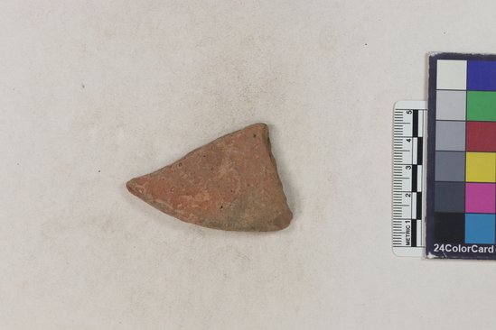 Hearst Museum object 79 of 160 titled Potsherd, accession number 16-8191, described as Potsherd: rims Section of Manta on beach currently inhabited. Numbers  8111 to 8194 are sherds picked up on beach at low tide.